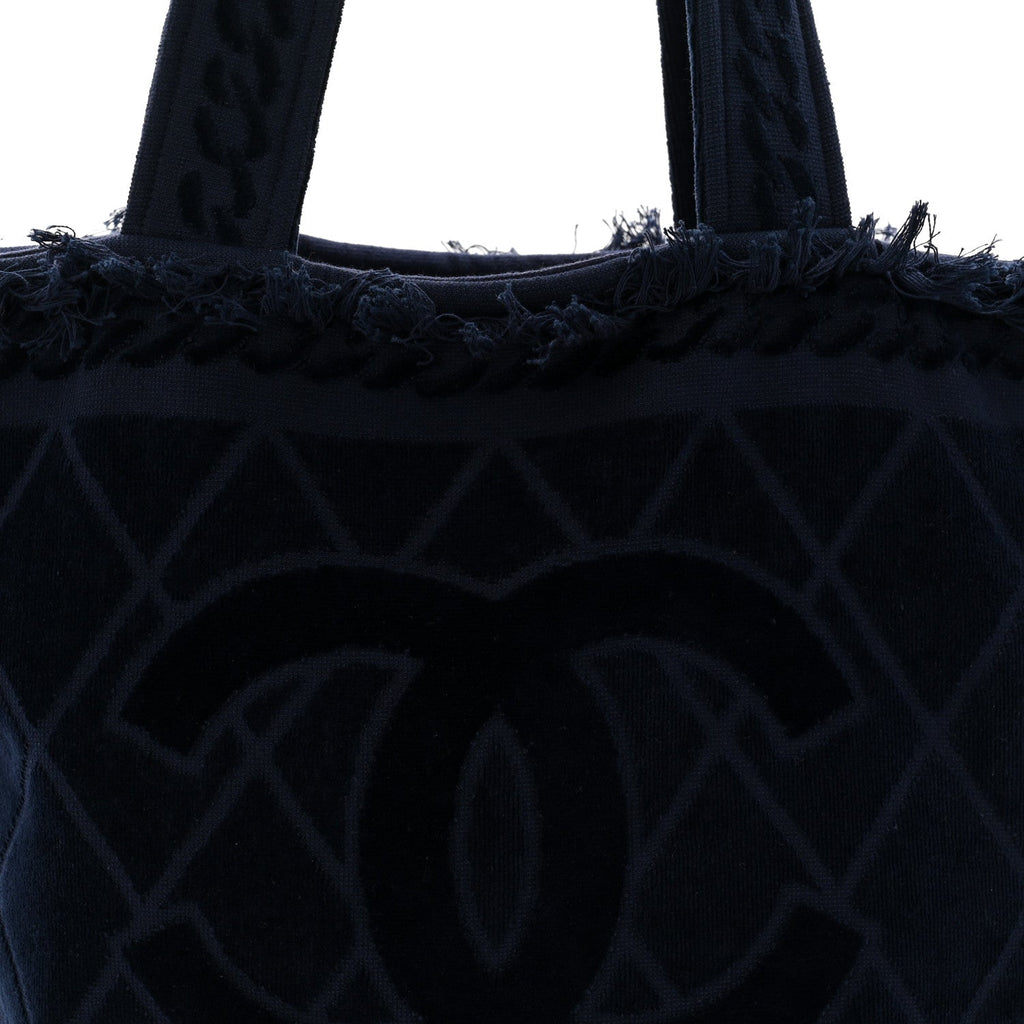 Chanel Terry Cotton CC Beach Tote Towel Set Blue