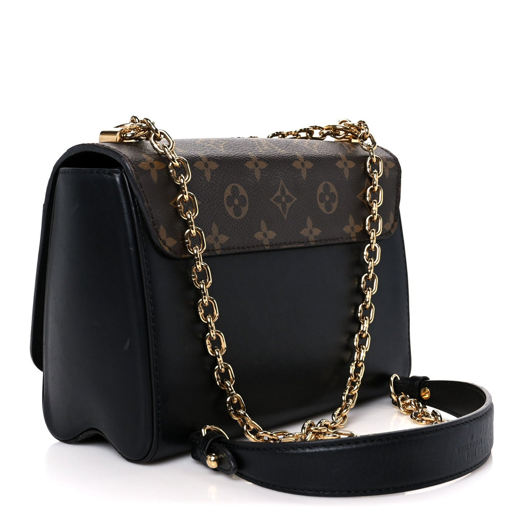 Louis Vuitton Veau Satin Monogram Twist Shoulder Bag MM Black
