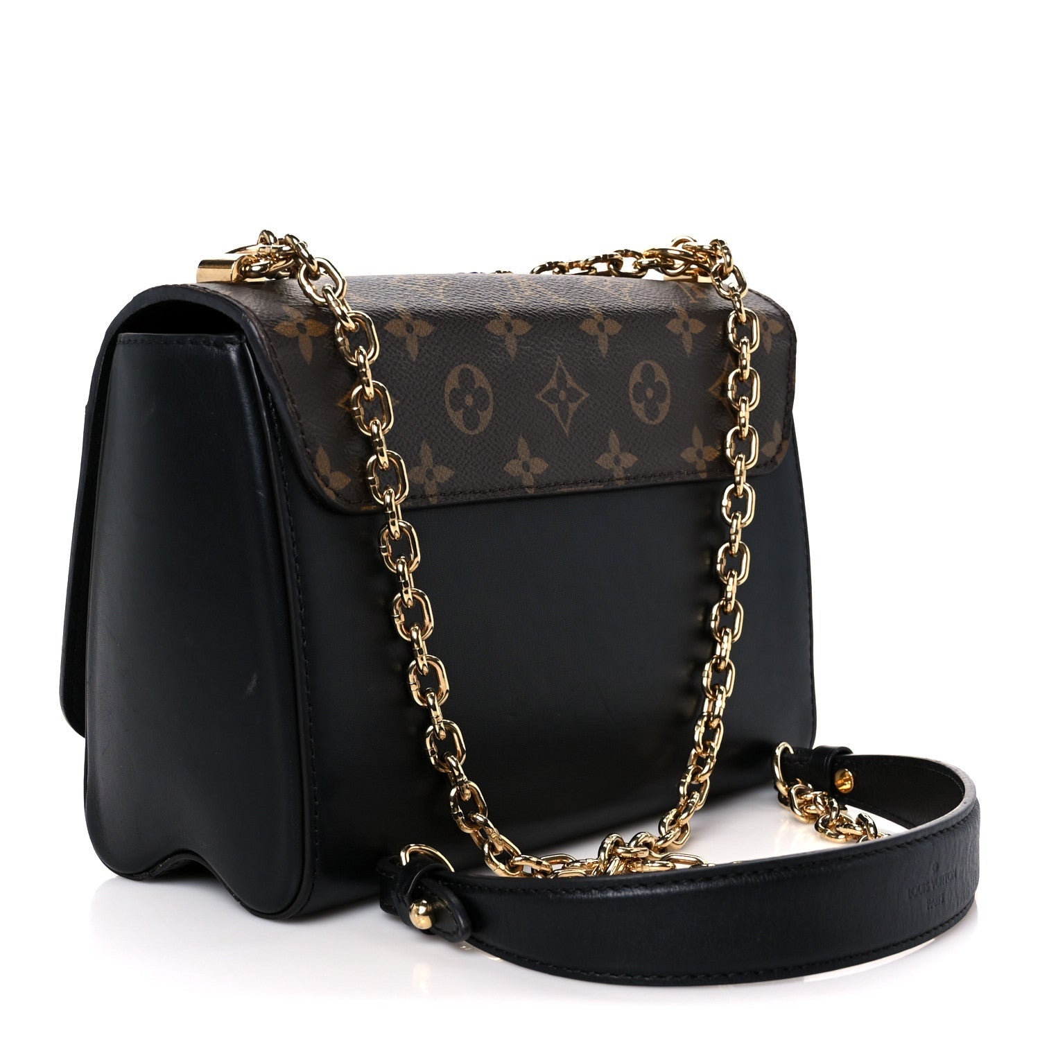 Louis Vuitton Veau Satin Monogram Twist Shoulder Bag MM Black