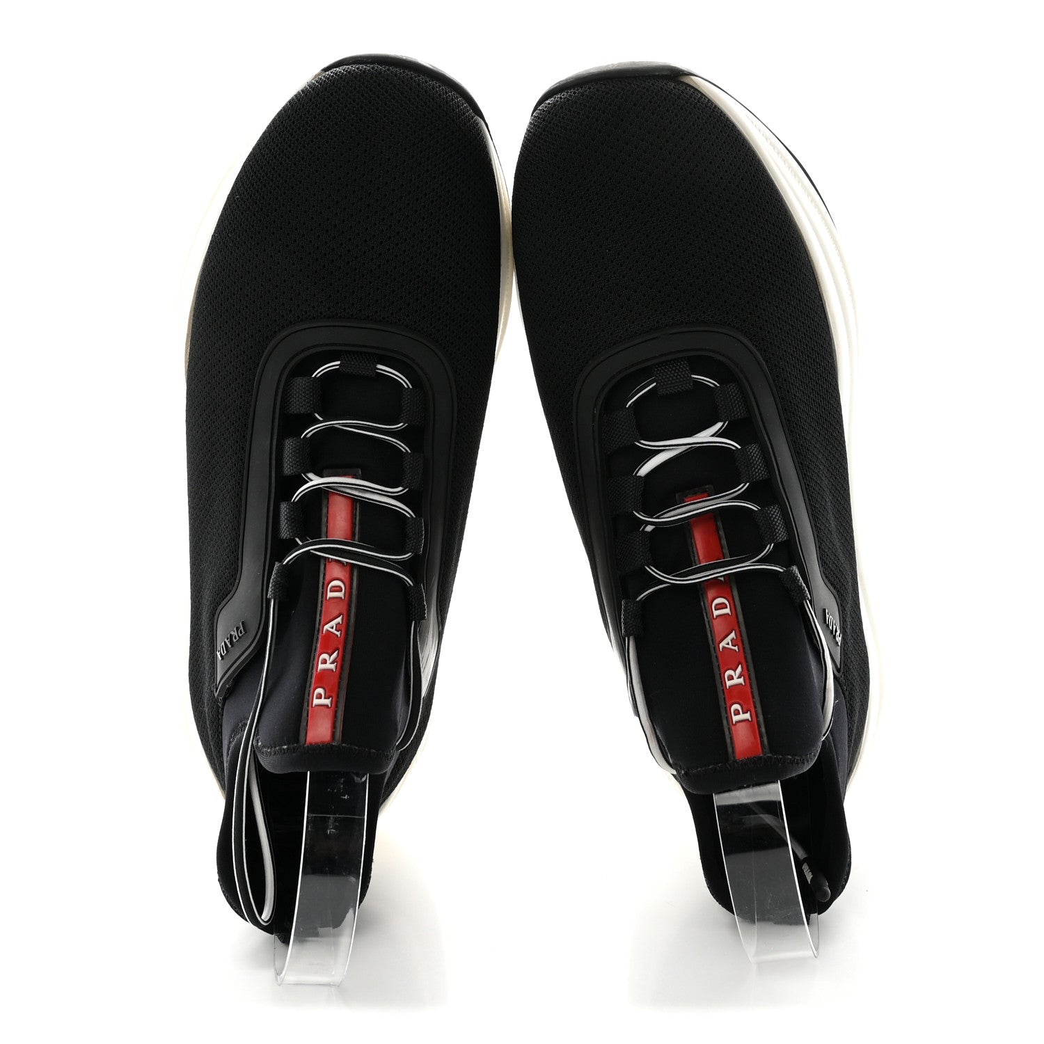 Prada Mesh Neoprene Womens America's Cup 45mm Sneakers 36.5 Black White