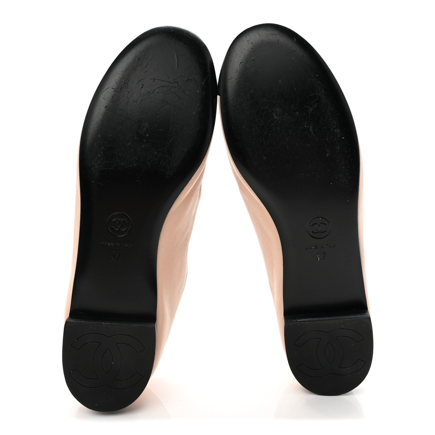Lambskin Bow Mary Jane Flats 37 Beige Black