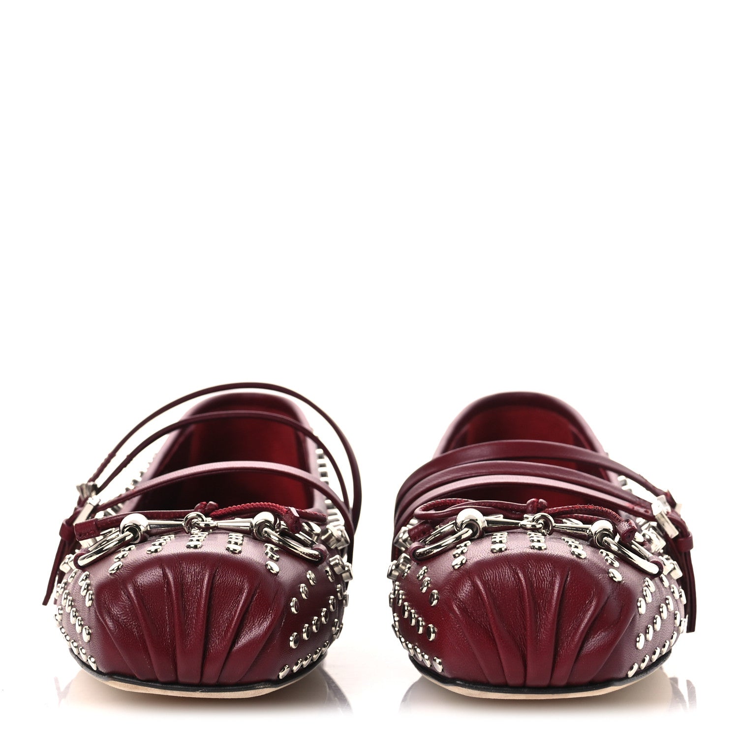 Gucci Nappa Carmaque Studded Horsebit Ballet Flats 39 Rosso Ancora