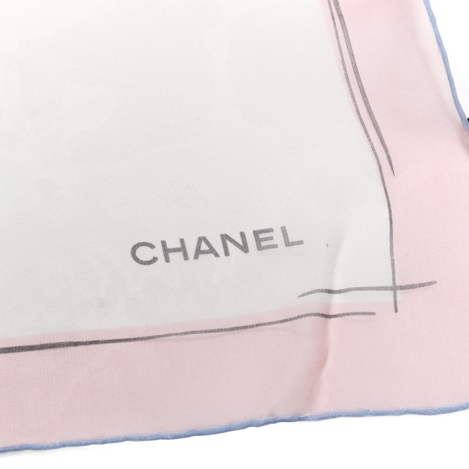 Chanel Silk Camellia Sketch Scarf White Light Pink