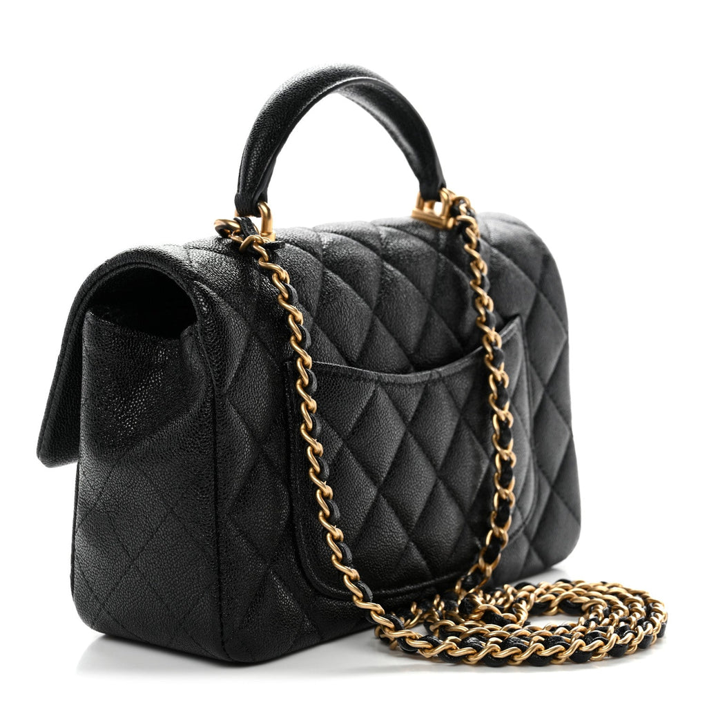 Chanel Caviar Quilted Mini Top Handle Rectangular Flap Black