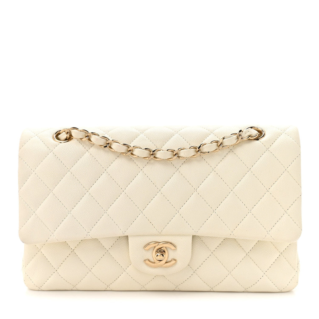 Chanel Caviar Quilted Medium Double Flap White