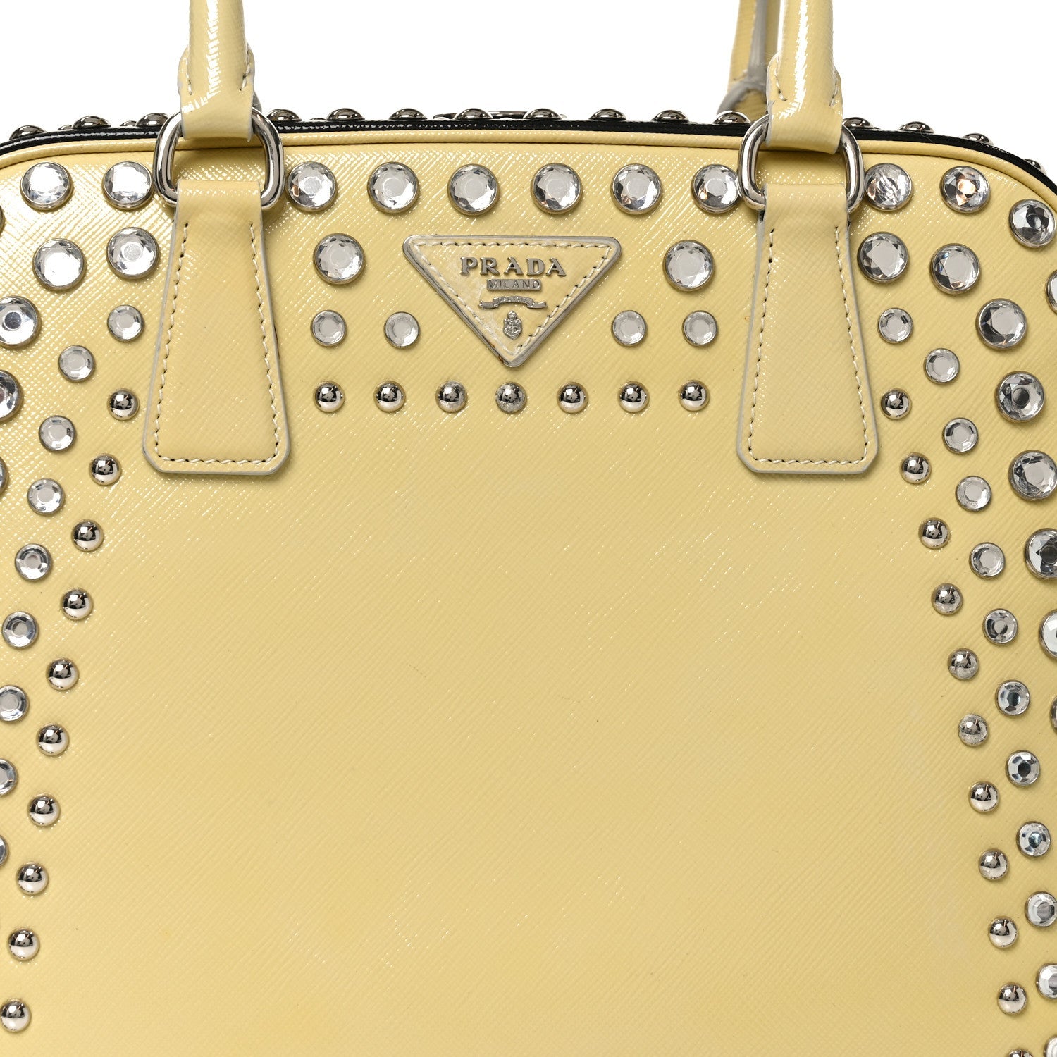 Prada Saffiano Lux Crystal Pyramid Bag Talco Black