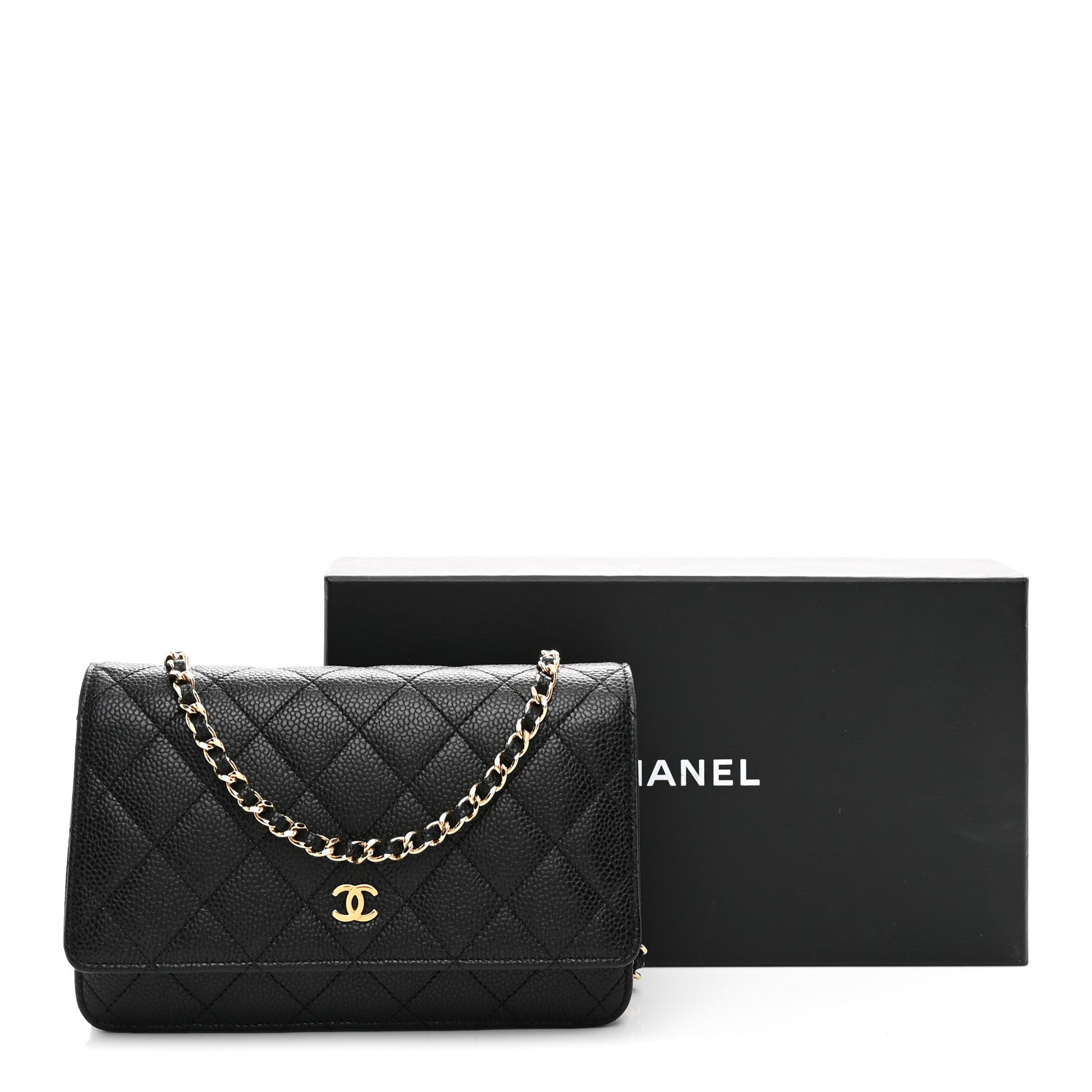 Chanel Caviar Quilted Wallet on Chain WOC Black