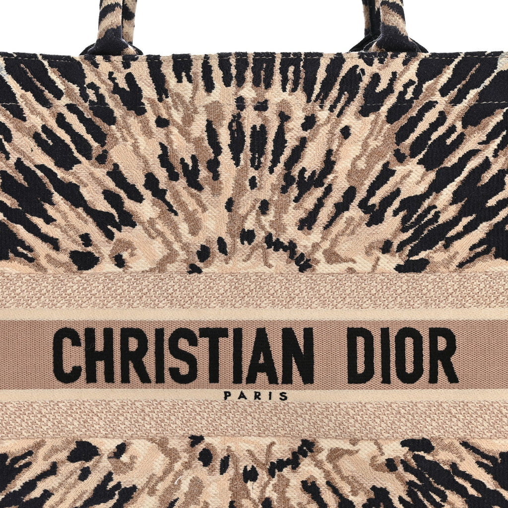 Christian Dior Canvas Embroidered Tie Dye Large Book Tote Multicolor
