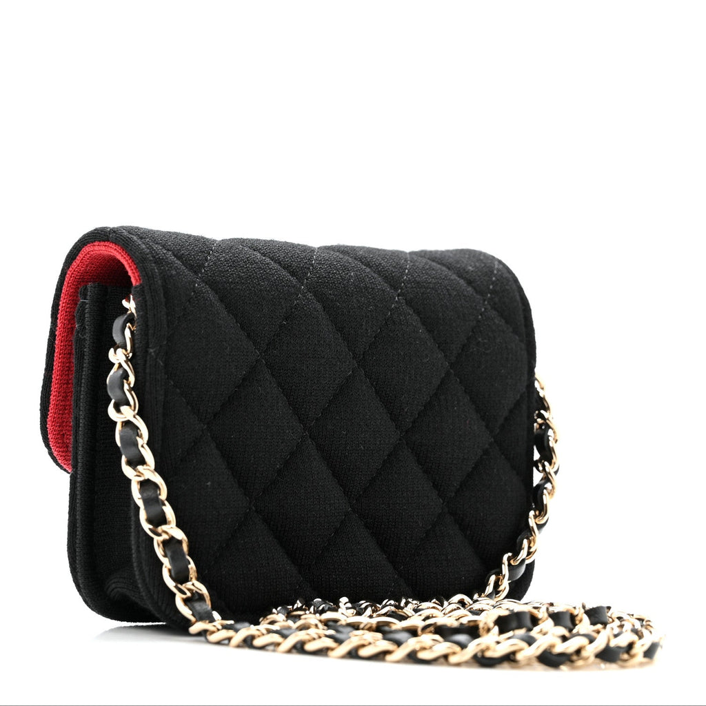 Chanel Jersey Quilted Micro Mini Flap Black