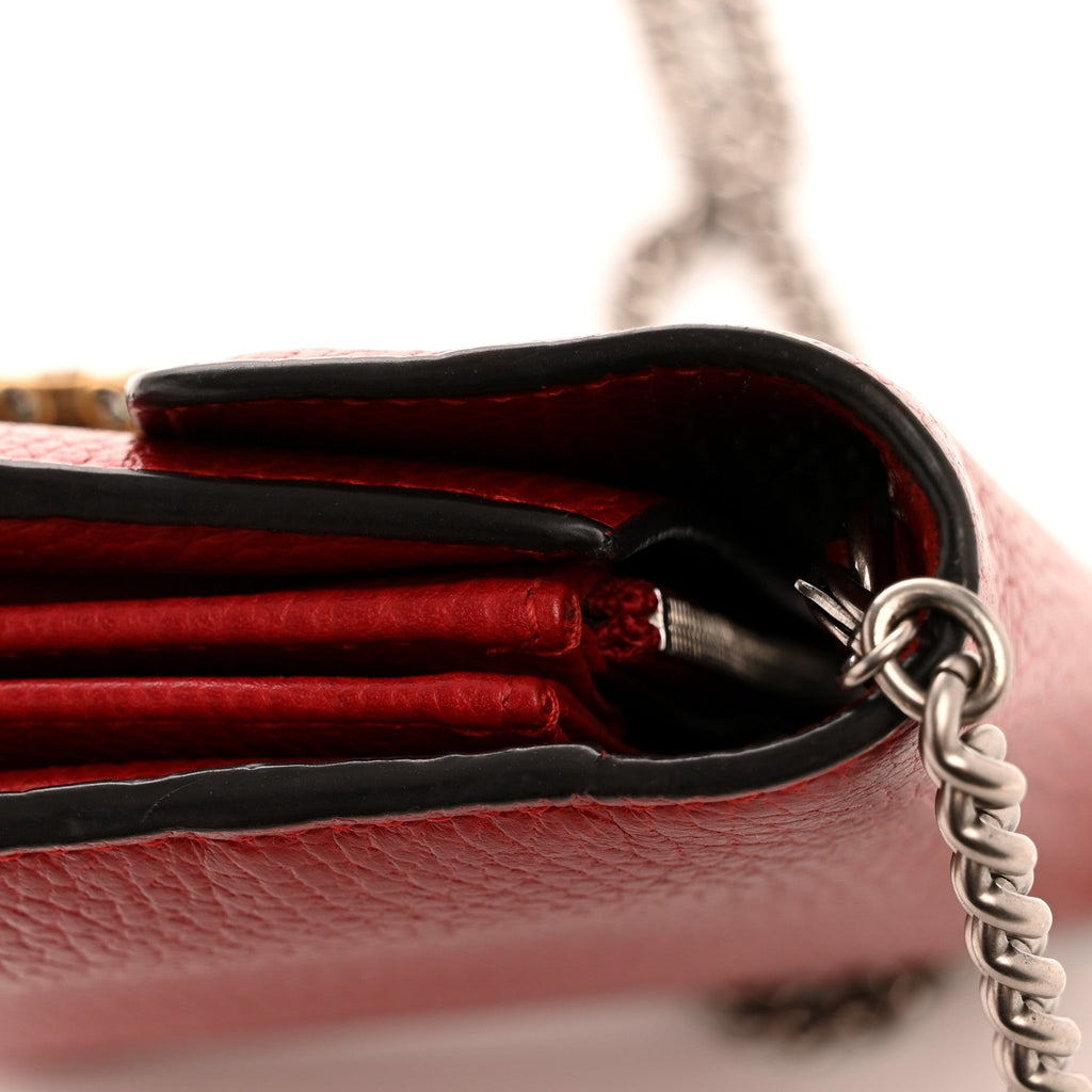 Gucci Calfskin Mini Dionysus Chain Wallet Hibiscus Red