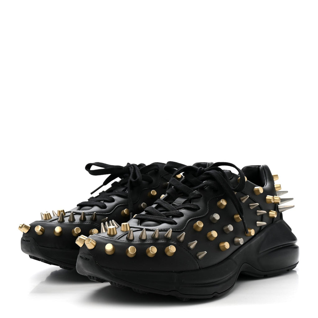 Gucci Demetra Spike Studded Mens Rhyton Sneakers 10 Black