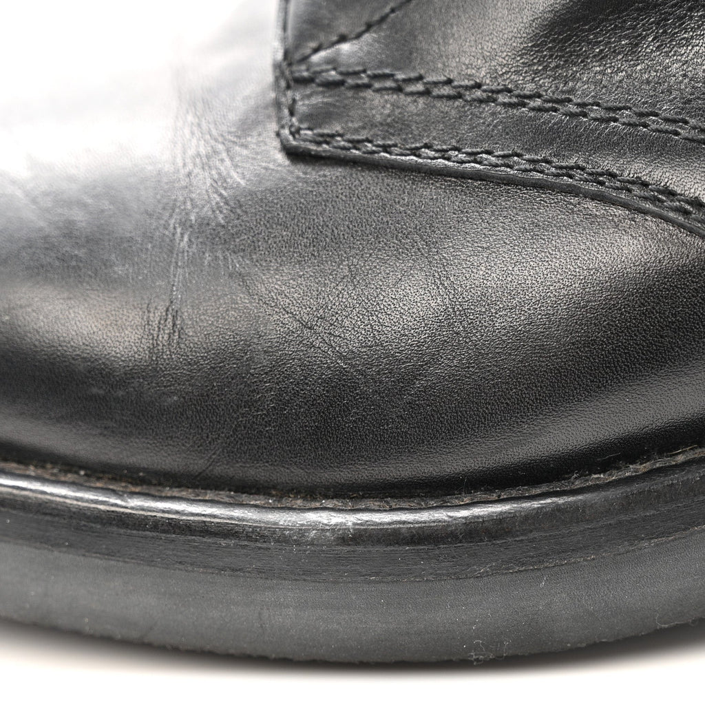 Calfskin Lace Up Combat Boots  39.5 Black