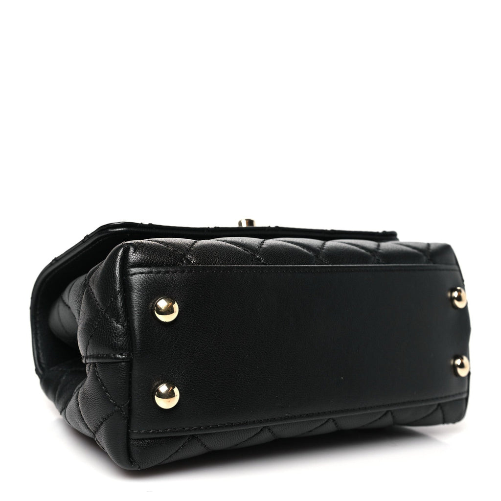 Chanel Goatskin Quilted Rainbow Extra Mini Coco Handle Flap Black