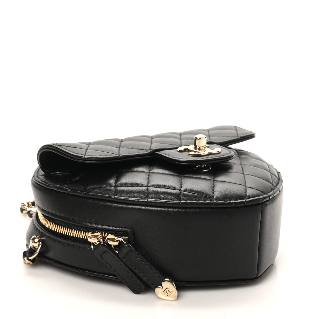 Chanel Lambskin Quilted CC In Love Heart Bag Black