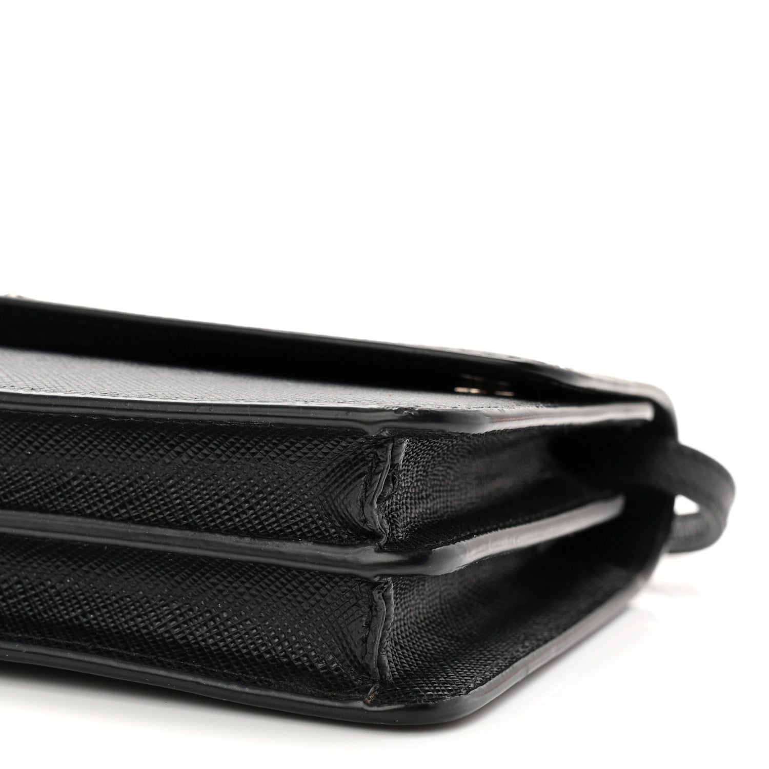 Prada Saffiano Metal Flap Wallet With Strap Black