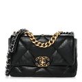 Chanel Shiny Goatskin Quilted Medium Chanel 19 Flap Black