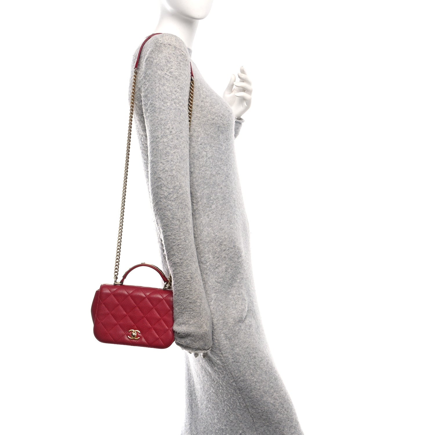 Chanel Caviar Mini Carry Around Flap Bag Red