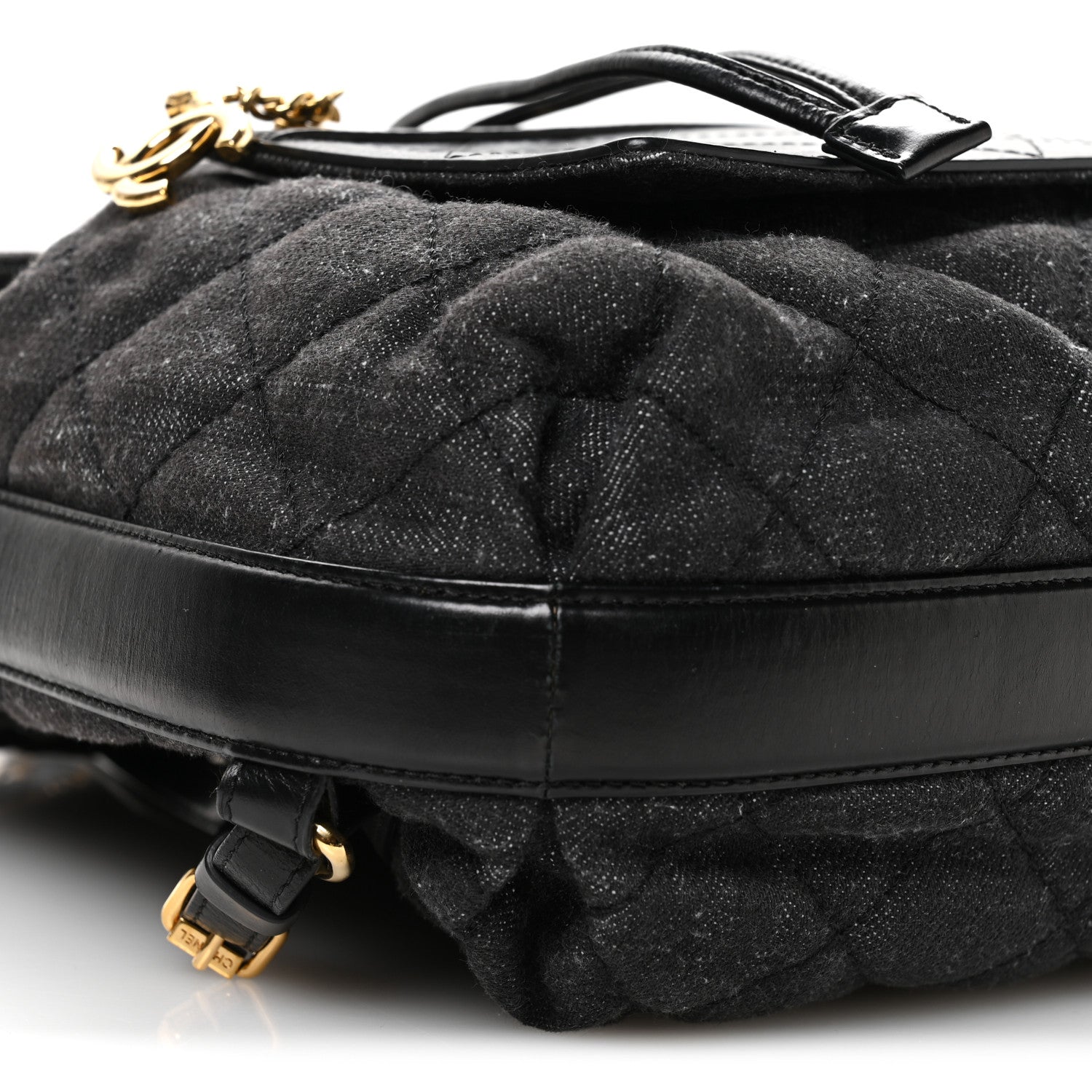 Chanel Denim Calfskin Quilted Backpack Dark Grey Black