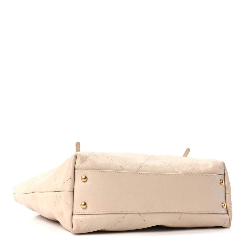 Chanel Calfskin Quilted Small Shopping Bag Beige