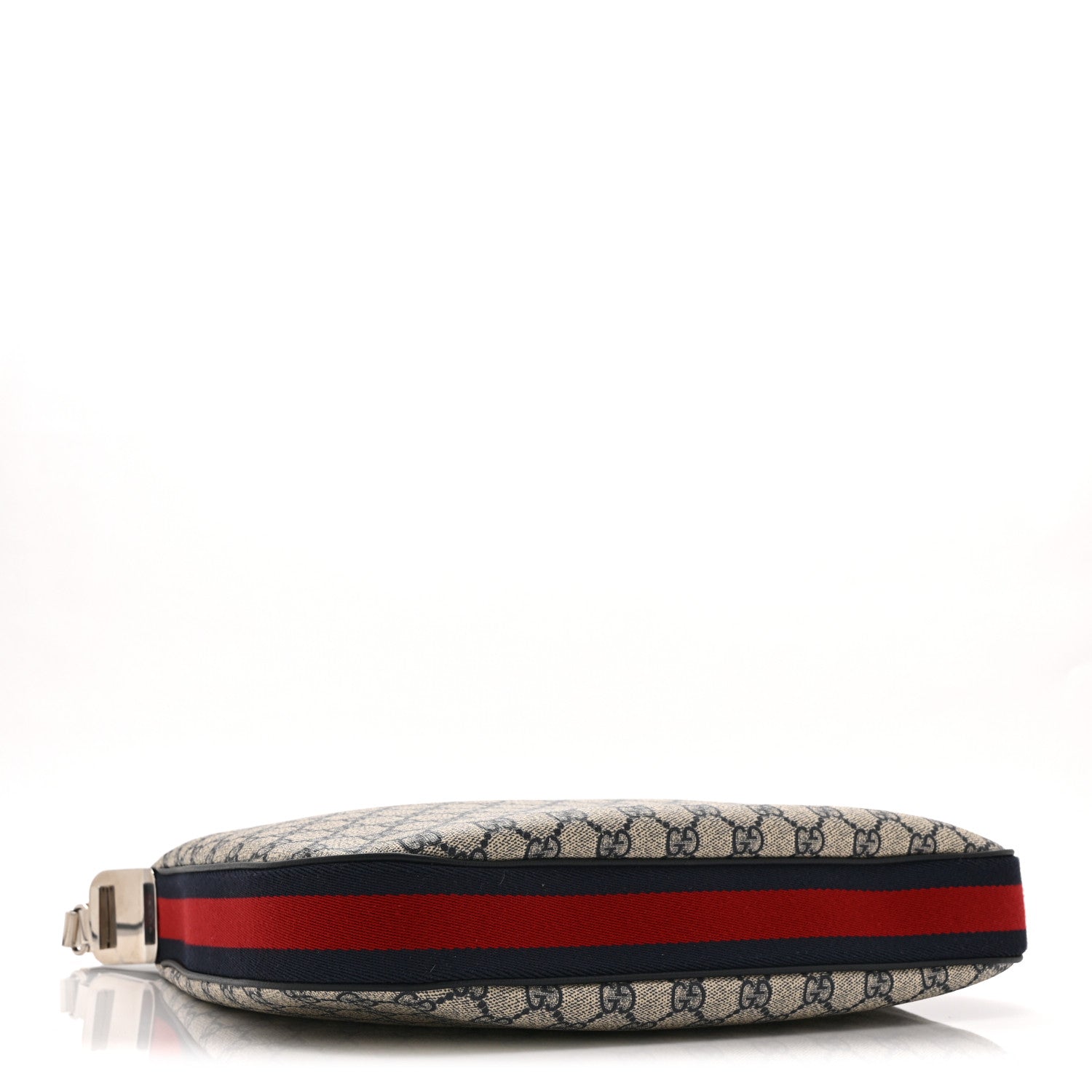 Gucci GG Supreme Monogram Textured Calfskin Web Small Attache Shoulder Bag Beige Blue