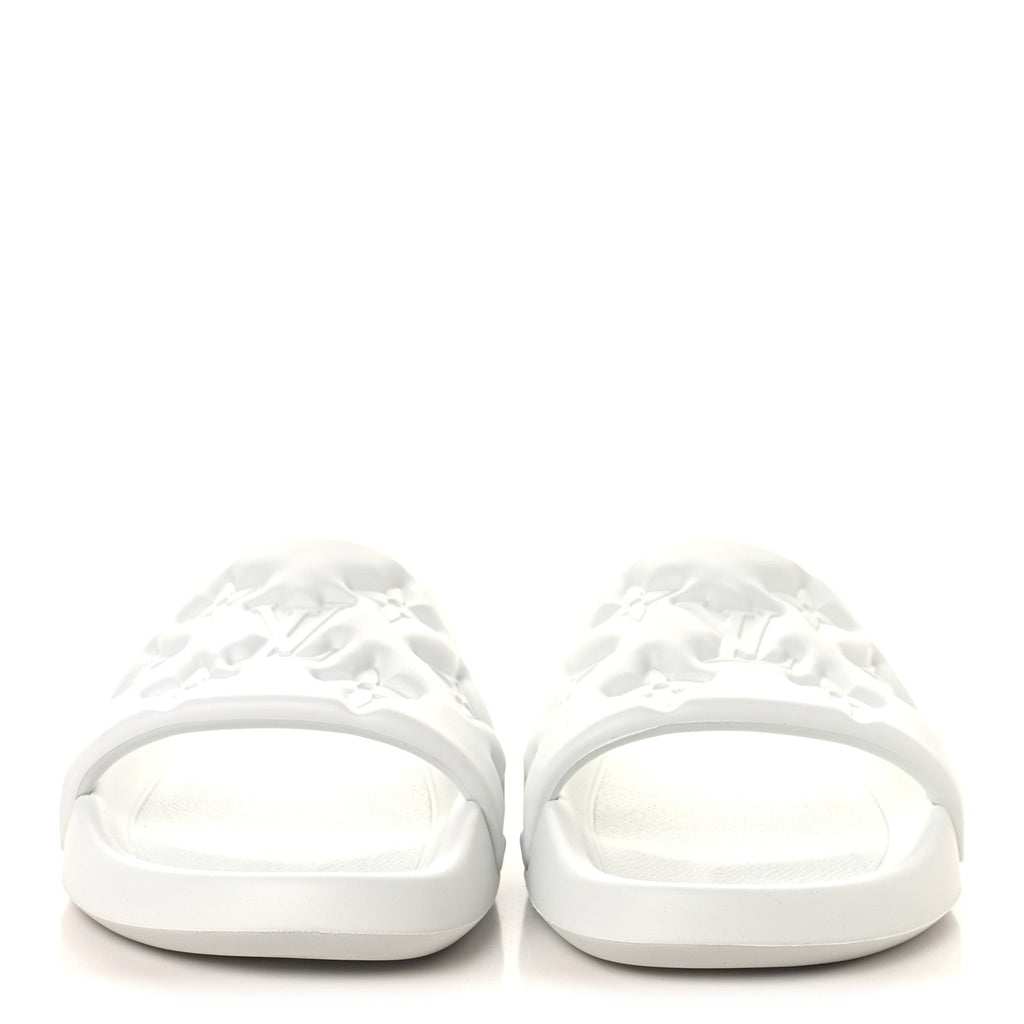 Louis Vuitton Rubber Embossed Monogram Mens Waterfront Mules 11 White