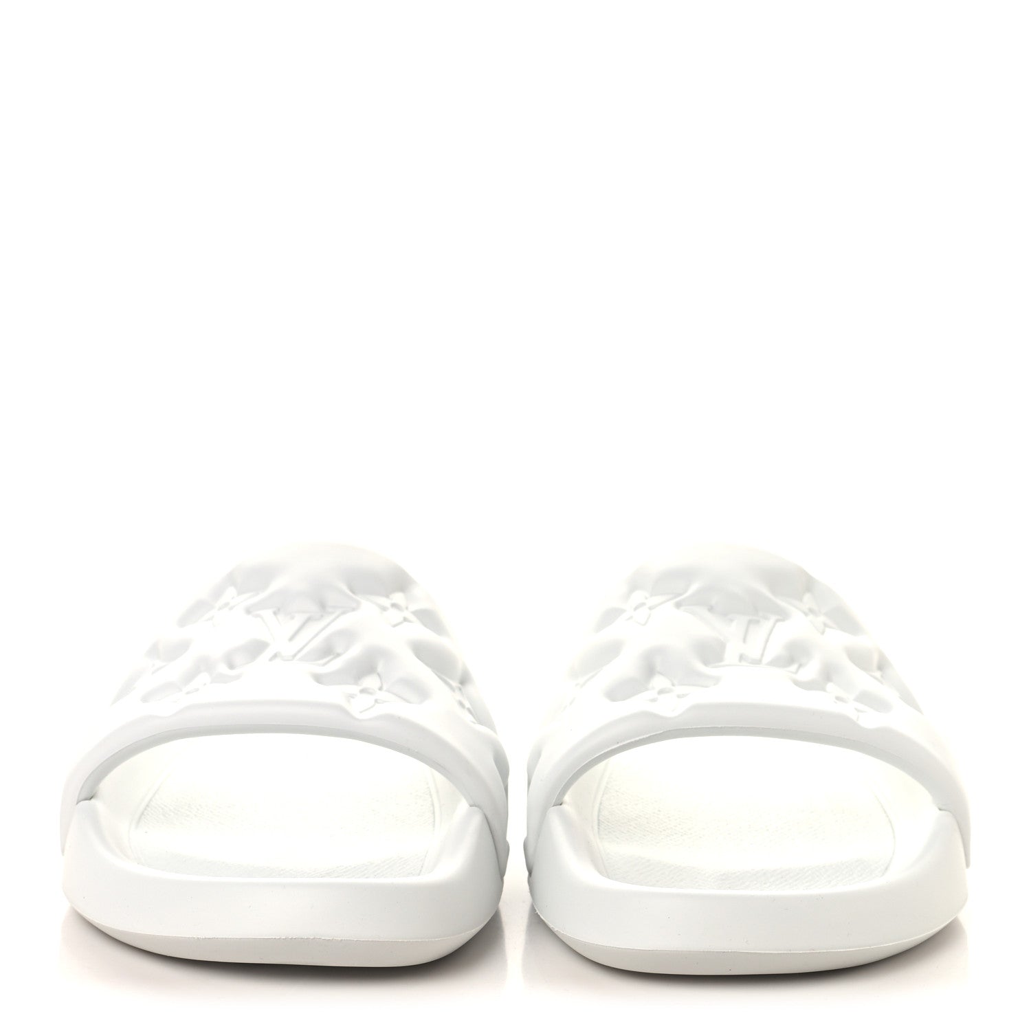 Louis Vuitton Rubber Embossed Monogram Mens Waterfront Mules 11 White