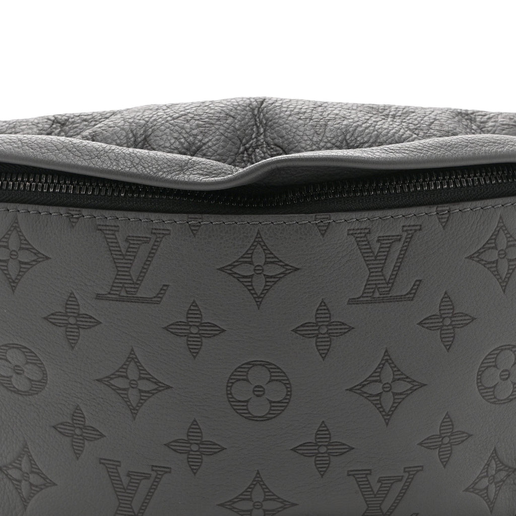 Louis Vuitton Calfskin Monogram Shadow Discovery Bumbag PM Gray