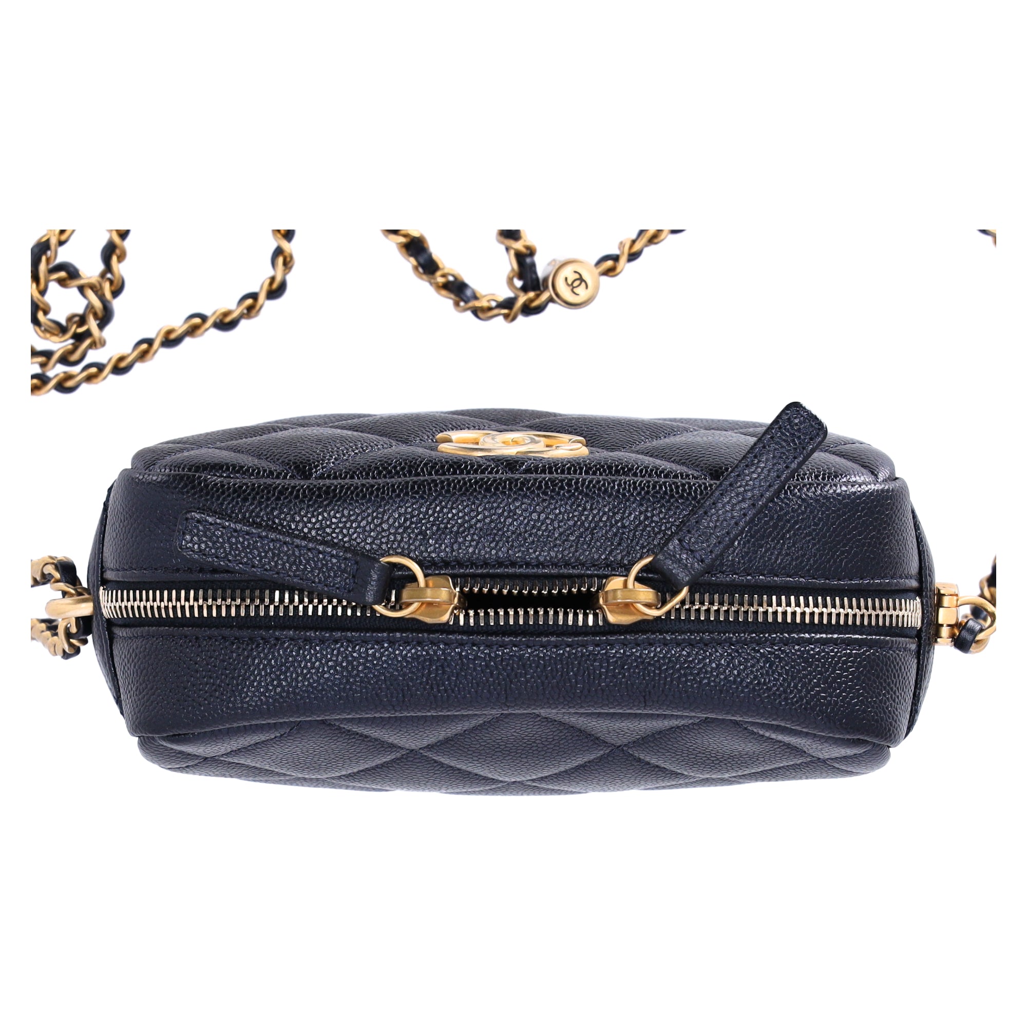 Chanel 21 K My Perfect Camera Bag Iridescent Caviar Quilted Leather Black