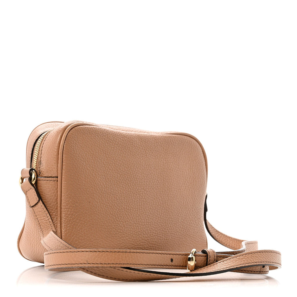Gucci Pebbled Calfskin Small Soho Disco Bag Camelia
