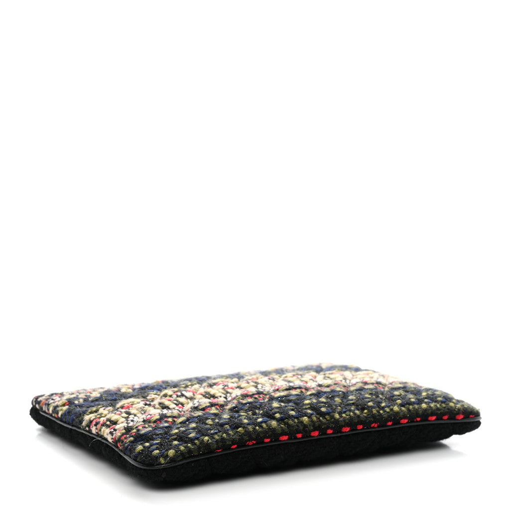 Chanel Tweed Quilted Medium Cosmetic Case Black Multicolor