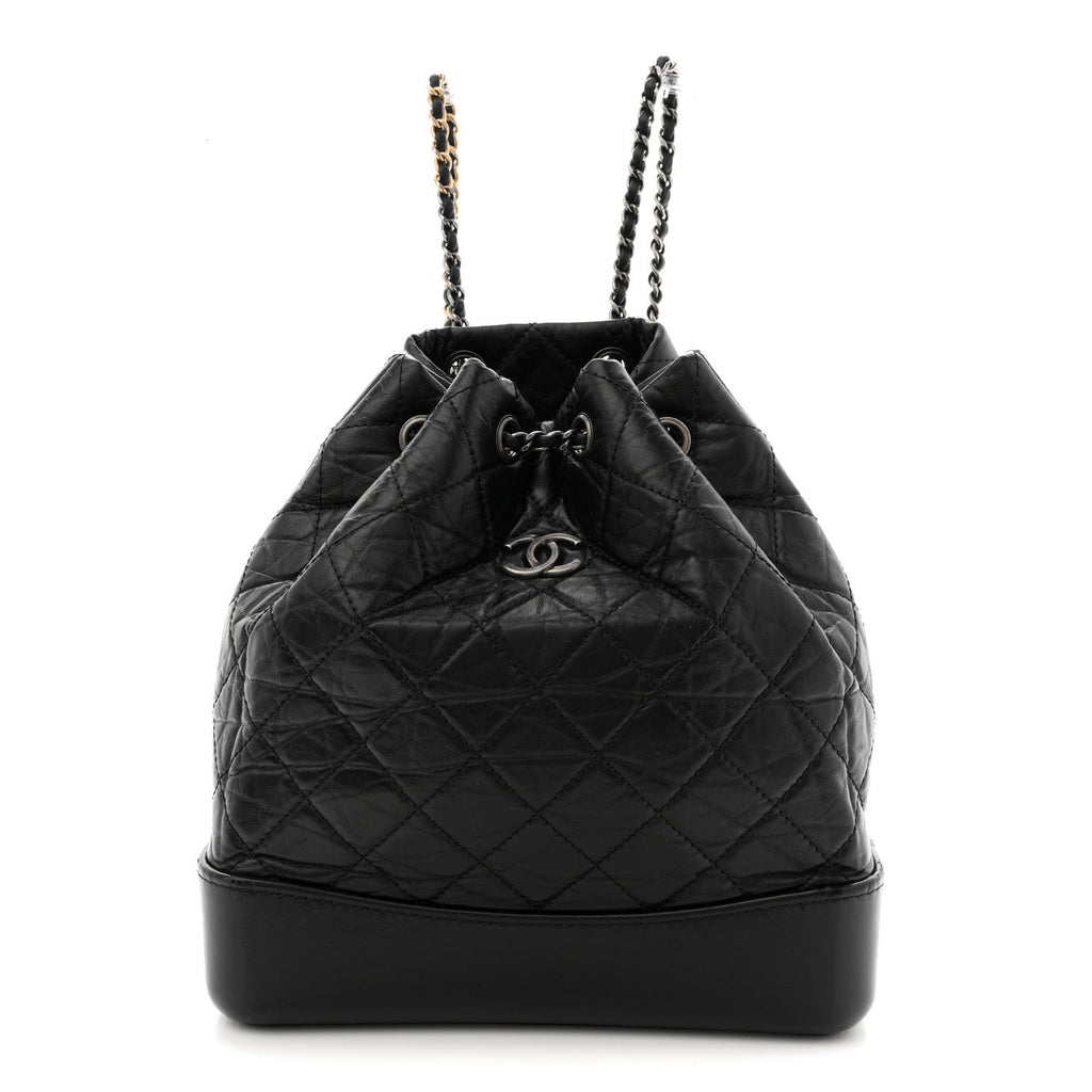 Chanel Aged Calfskin Quilted Small Gabrielle Backpack Black
