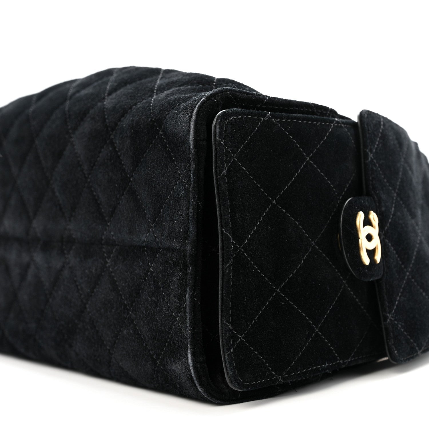 Chanel Suede Quilted Small Chanel 25 Handbag Black