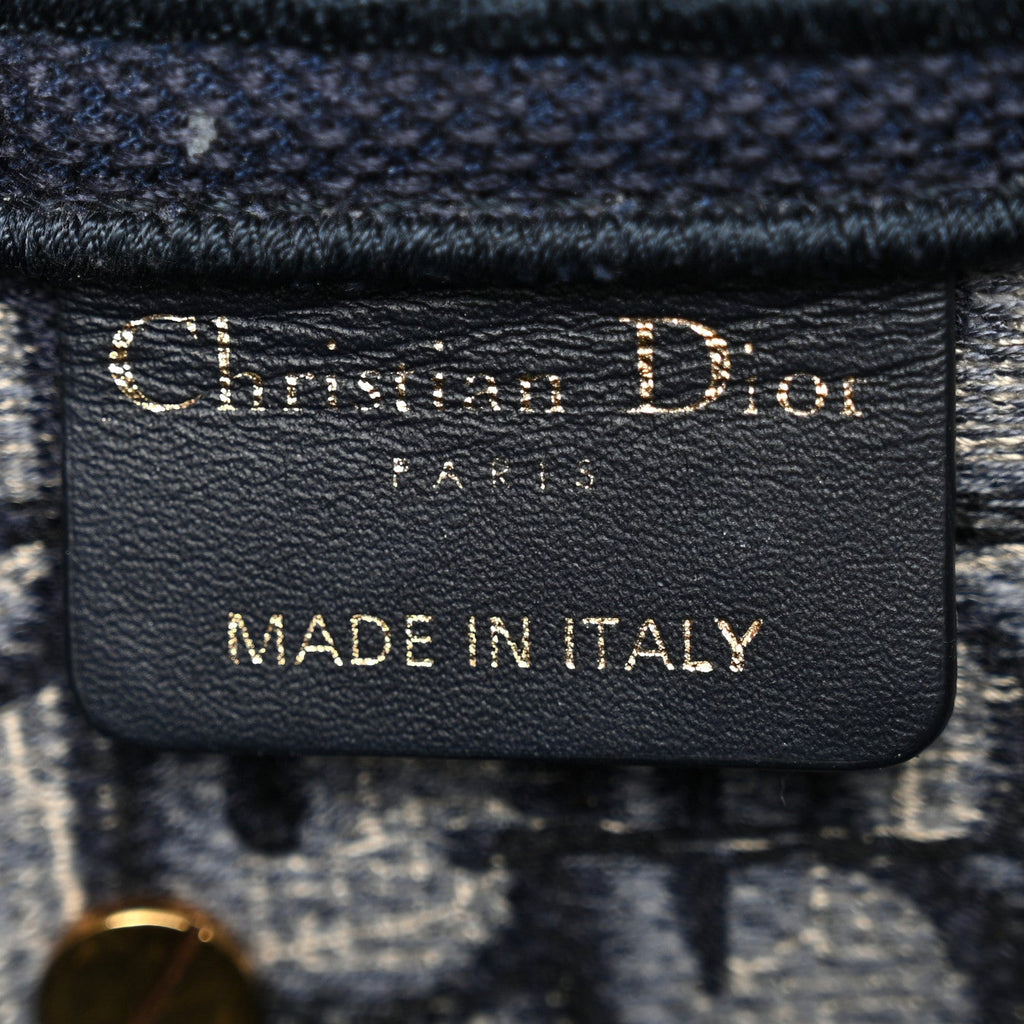 Christian Dior Oblique Embroidered Saddle Bag Blue