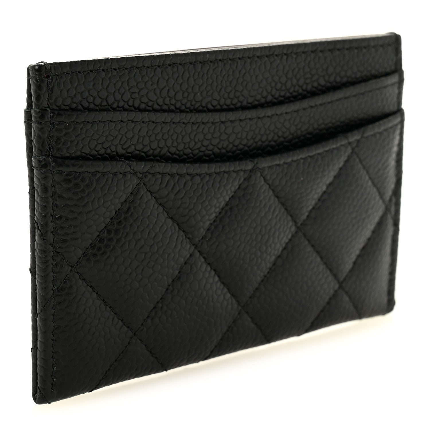 Caviar Quilted Card Holder Black