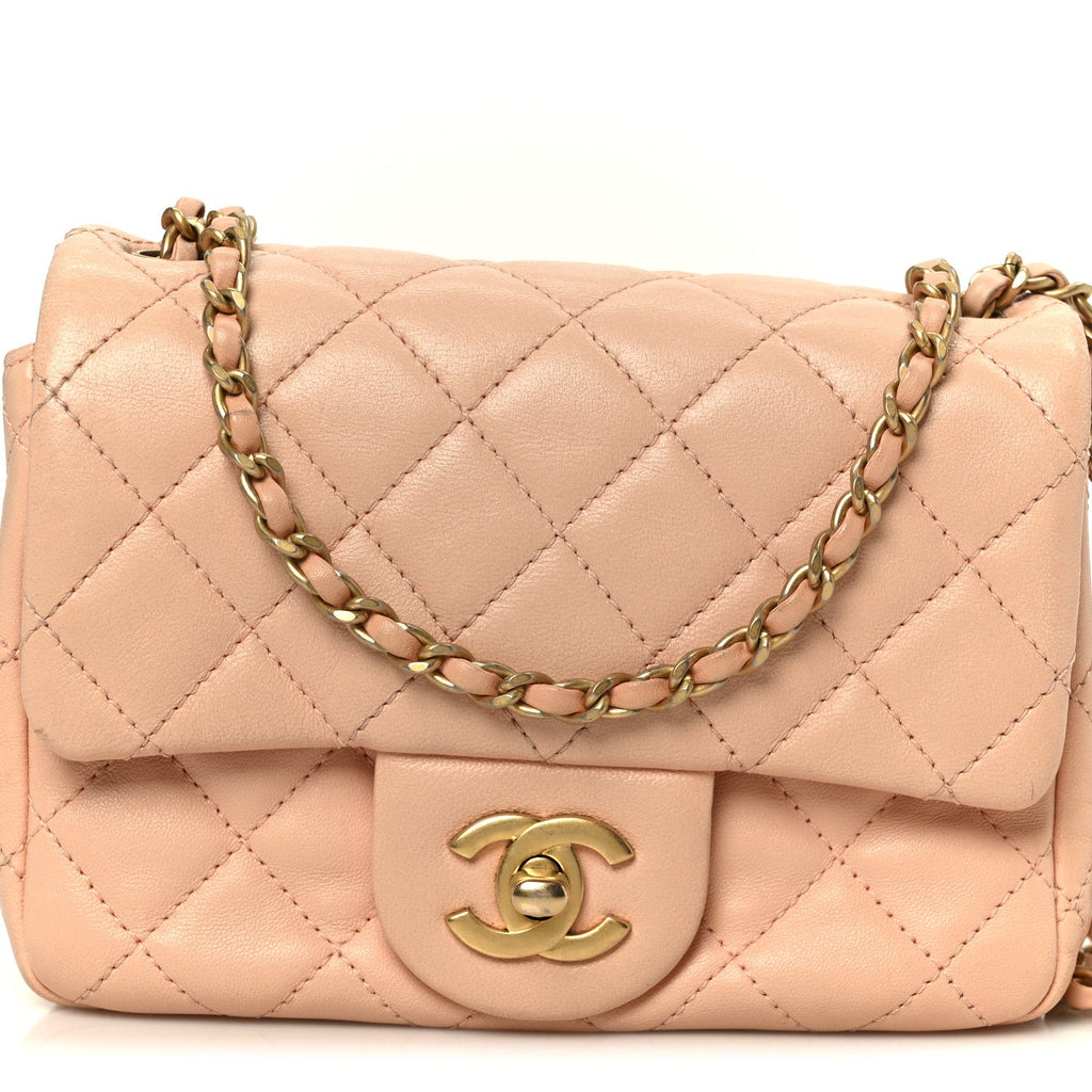 Chanel Lambskin Quilted Mini Pearl Crush Flap Light Orange