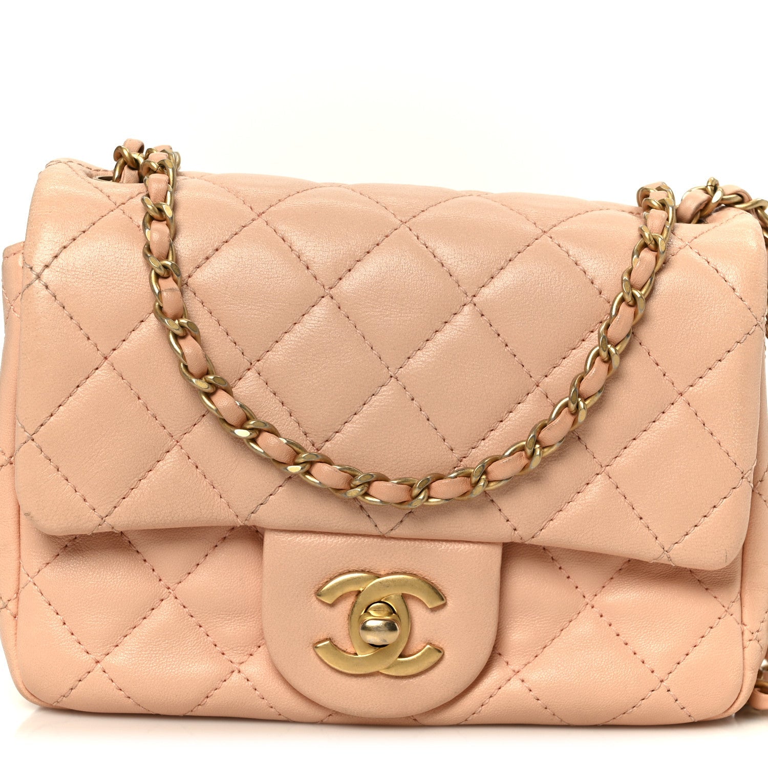 Chanel Lambskin Quilted Mini Pearl Crush Flap Light Orange