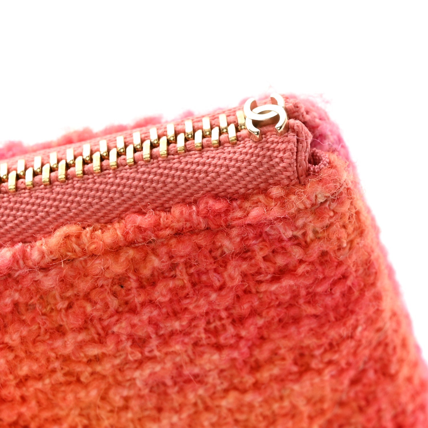 Chanel Tweed Large Chanel 19 Cosmetic Case Coral Pink