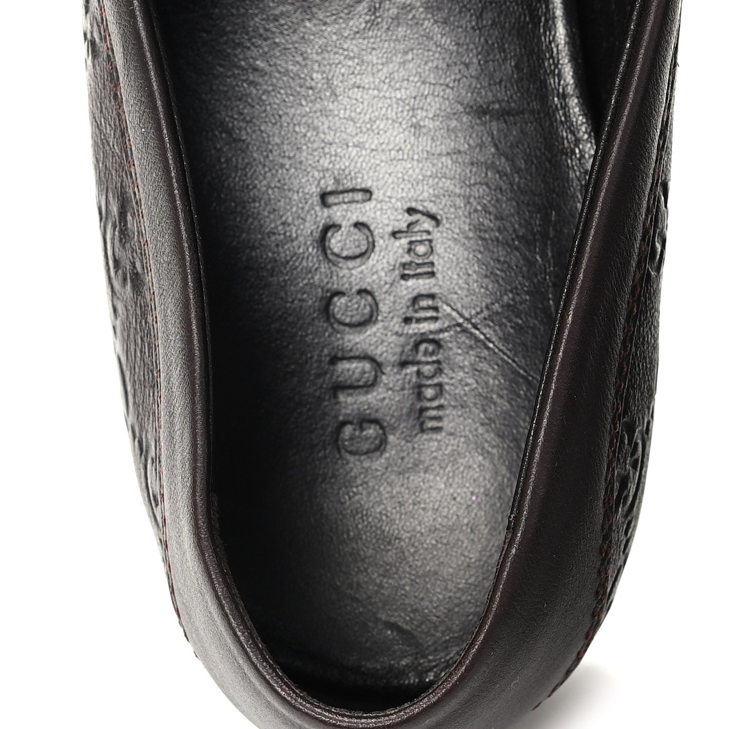 Gucci Guccissima Mens Driver Loafers 8 Chocolate