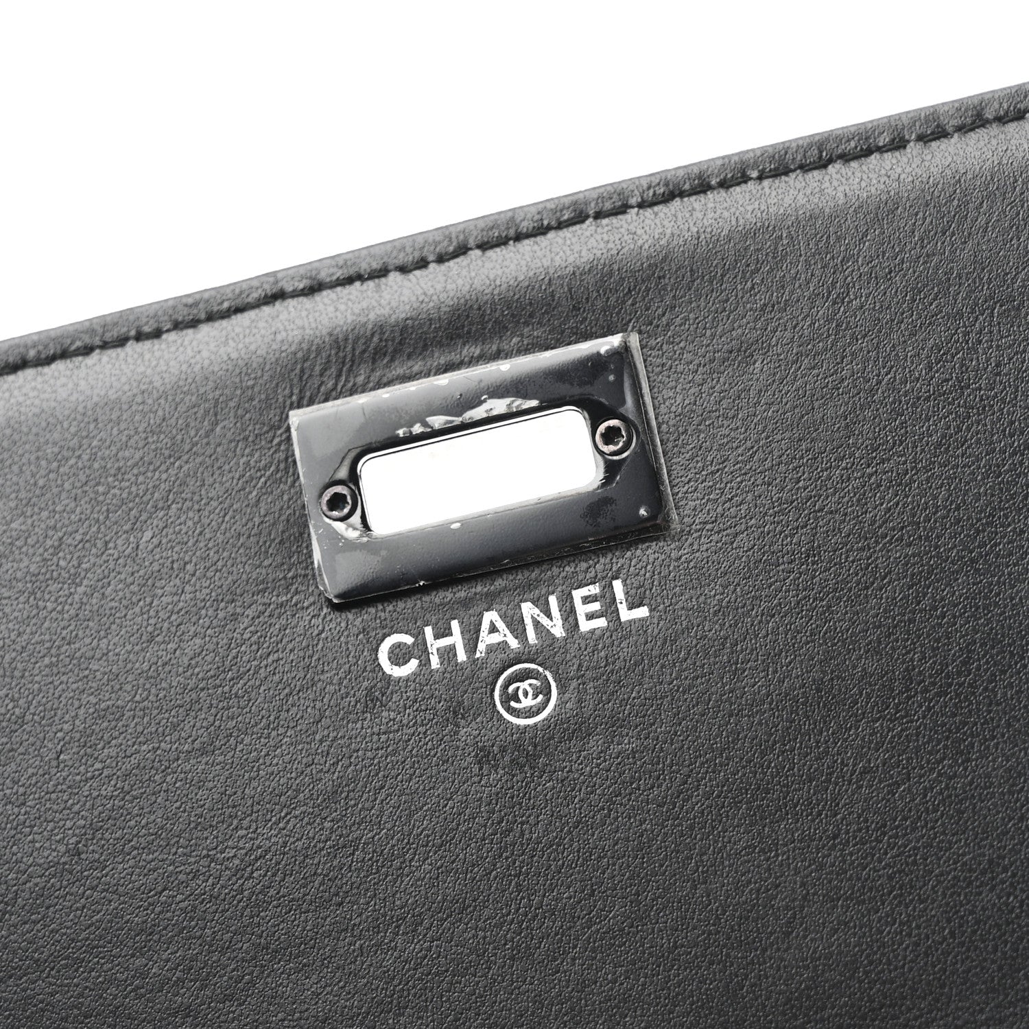Chanel Aged Calfskin Chevron Quilted Reissue 2.55 Square Wallet On Chain WOC So Black