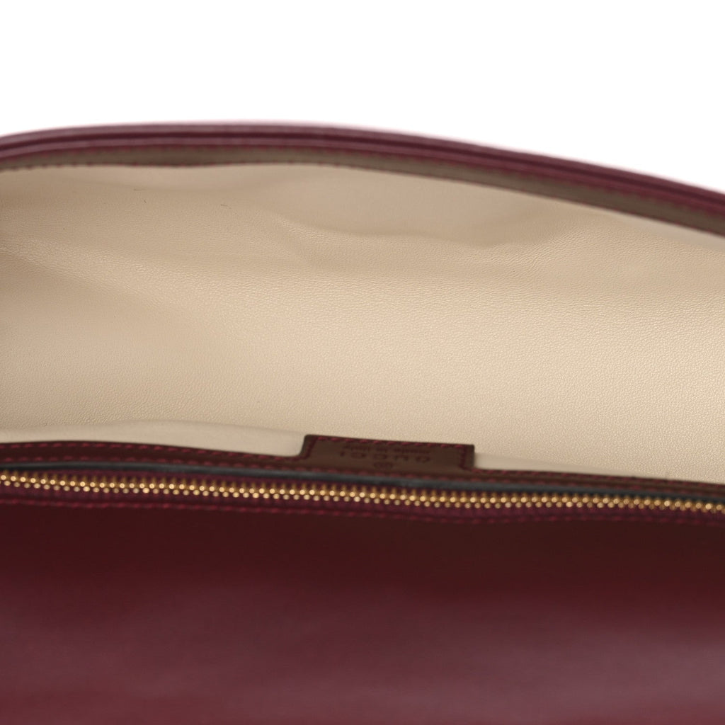 Gucci Calfskin Matelasse Small GG Marmont Shoulder Bag Ancora Red