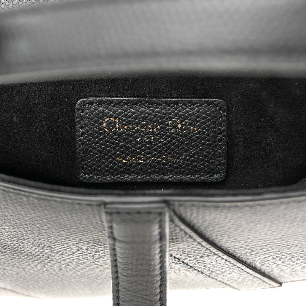 Christian Dior Grained Calfskin Mini Saddle Bag Black