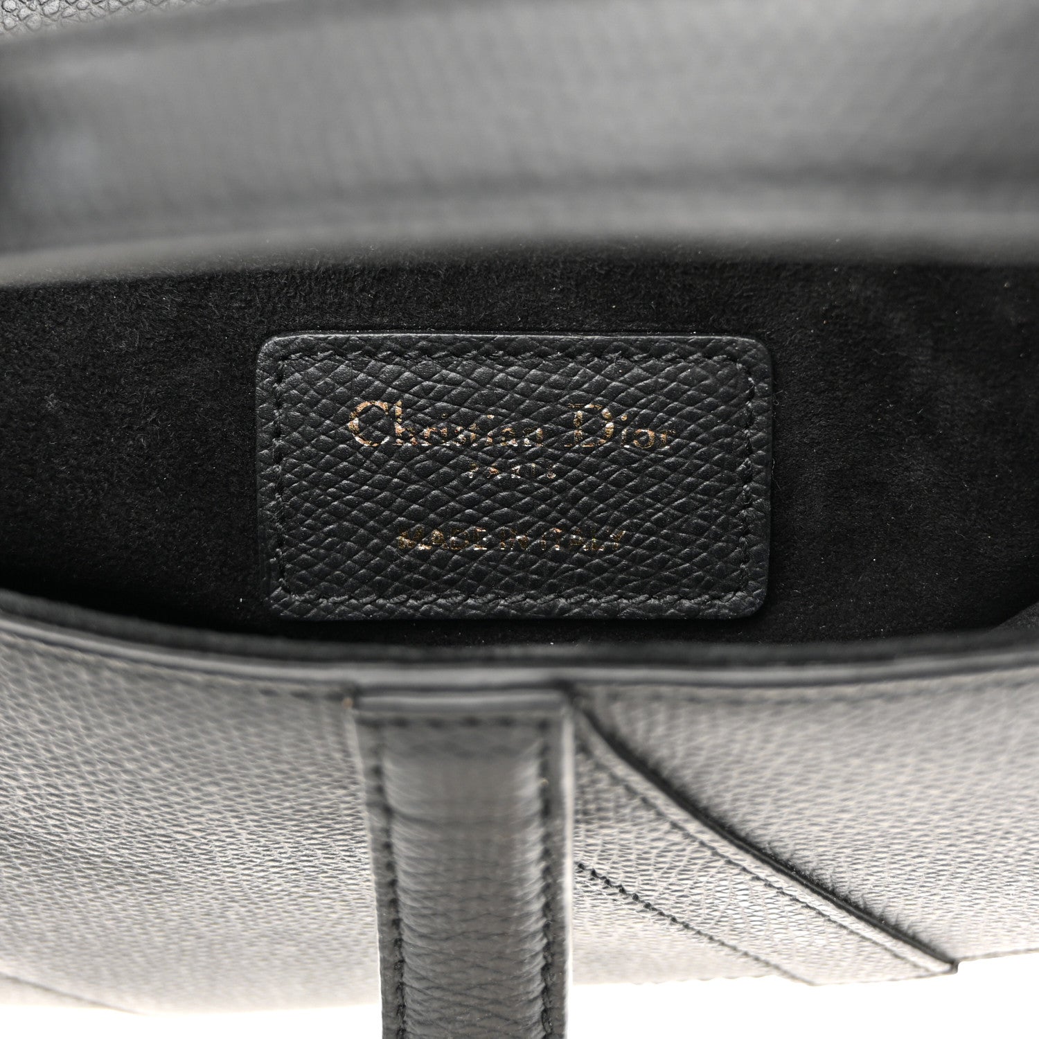 Christian Dior Grained Calfskin Mini Saddle Bag Black