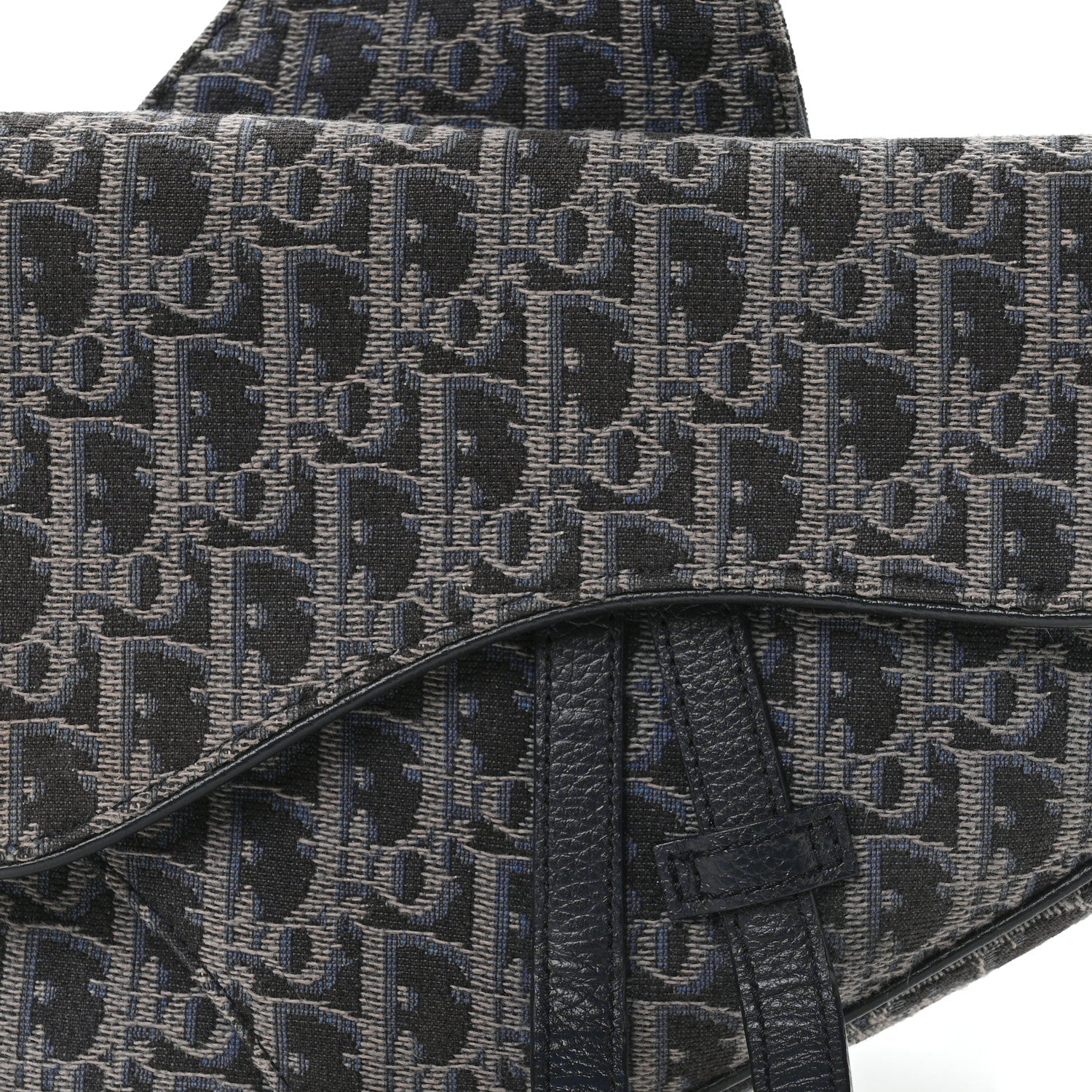 Christian Dior Oblique Mens Saddle Bag Black Blue
