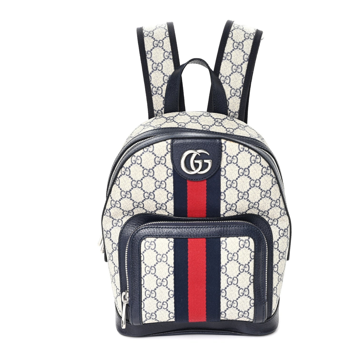 Gucci GG Supreme Monogram Textured Dollar Calfskin Web Small Ophidia Day Backpack Beige Blue Black