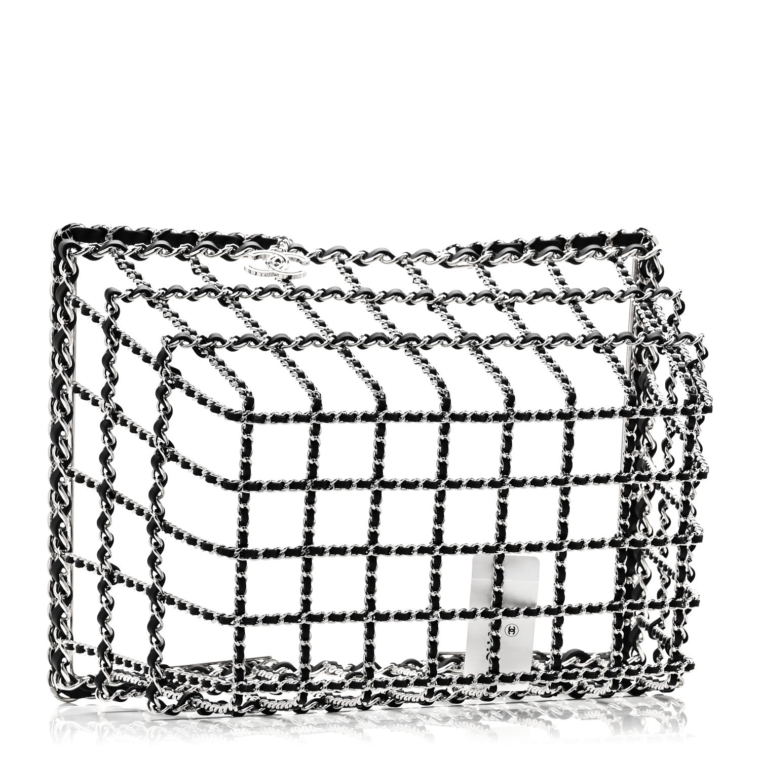 Chanel Brass Calfskin Large Grocery By Chanel Shopping Basket Silver