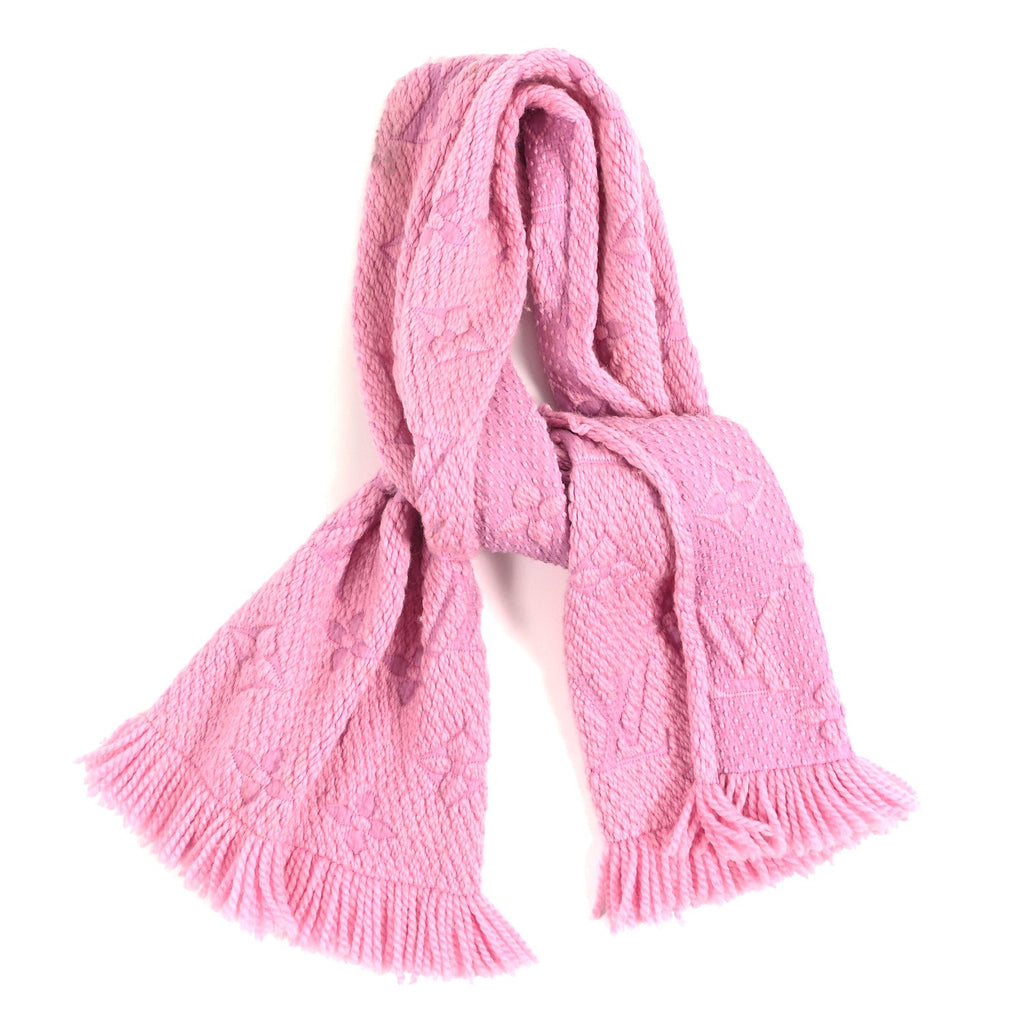 Louis Vuitton Wool Silk Logomania Scarf Rose