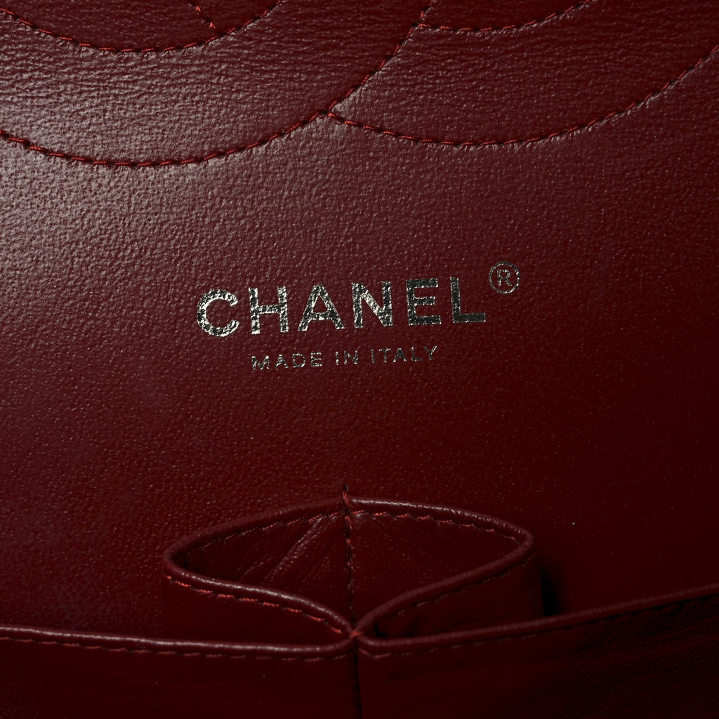 Chanel Patent Quilted Jumbo Double Flap Dark Red
