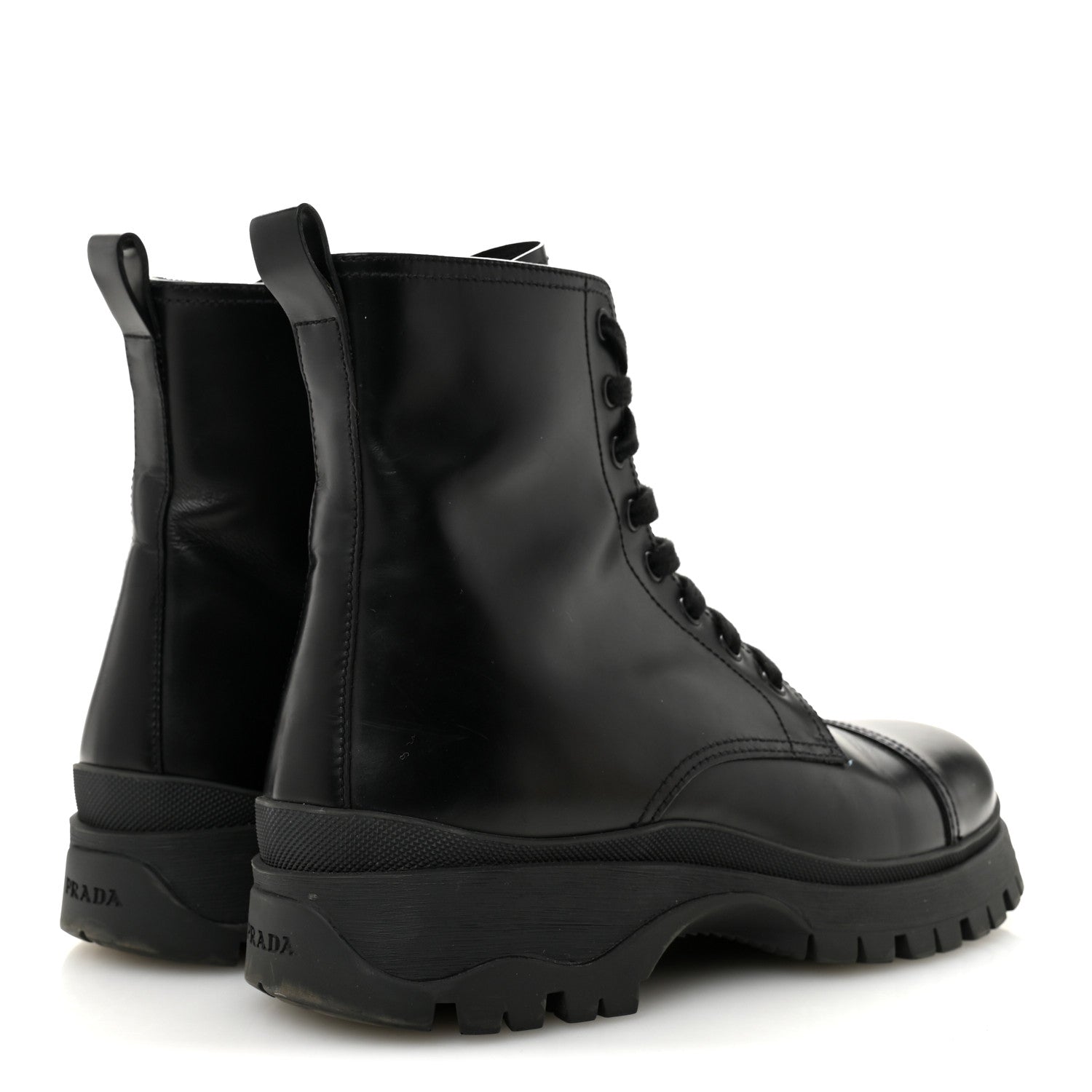 Prada Spazzolato Chocolate 50mm Combat Boots 36.5 Black
