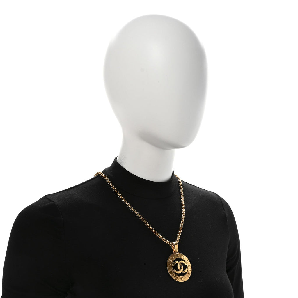 CC Chain Pendant Long Necklace Gold