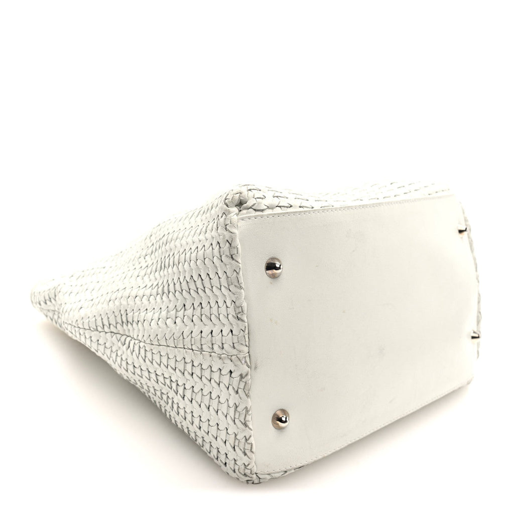 Christian Dior Lambskin Woven Dior Tote White